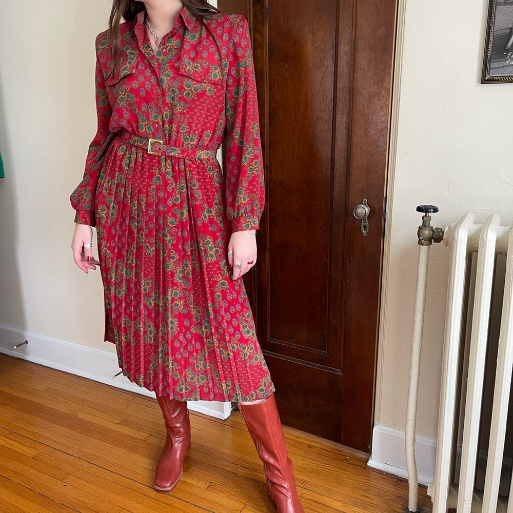 Floral Red Midi Dress
